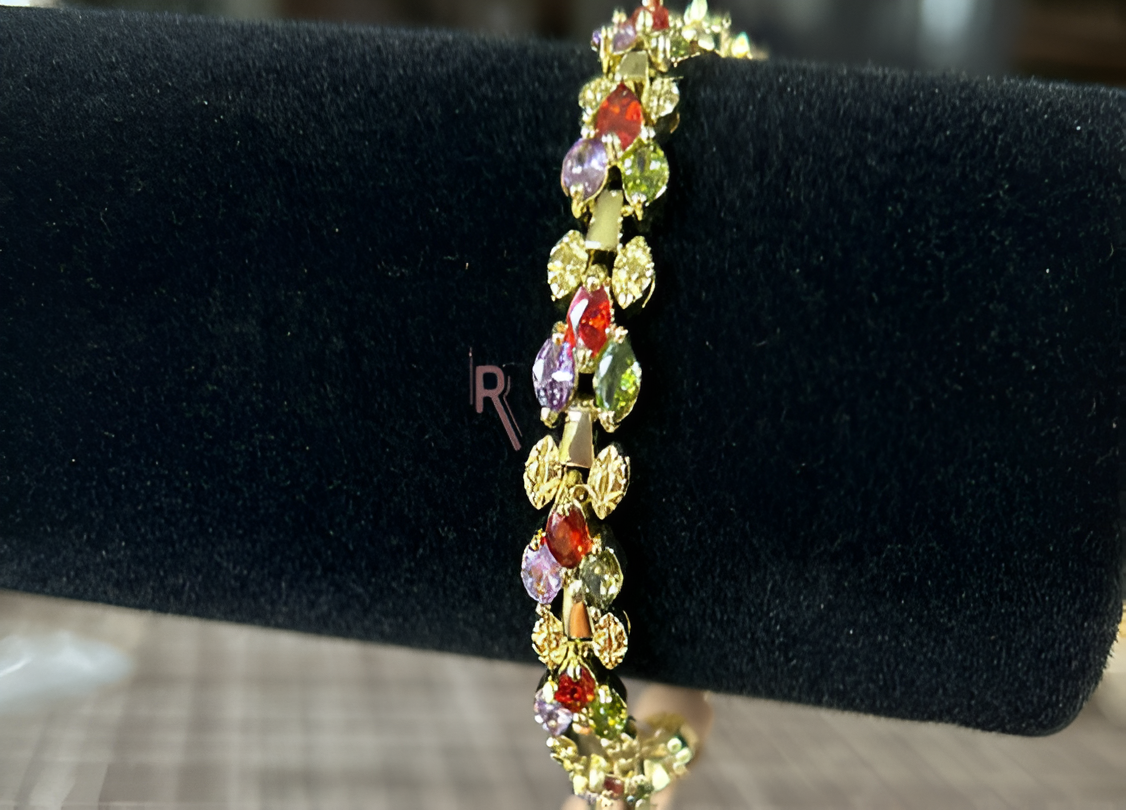 Multicolour Stone Bracelet with Gold Plating