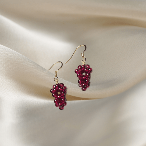Handmade Grape Garnet Drop Earrings