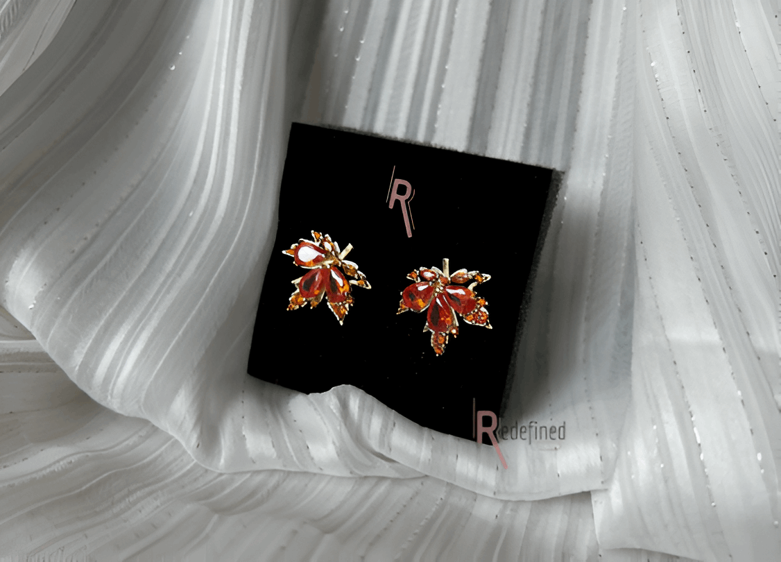 Classic Maple Leave Stud Earrings with Gold Plating