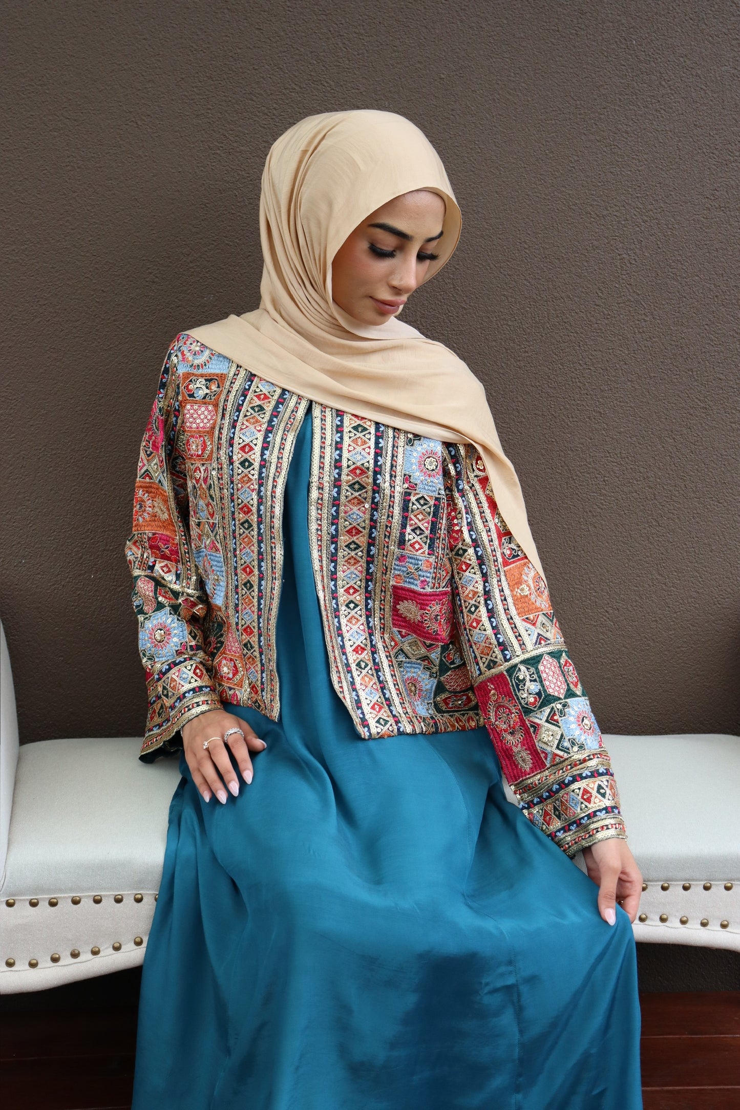 Nooré Embroidered Jacket - Ocean