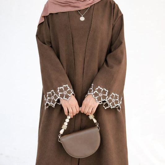 Cocoa Bloom Open Abaya