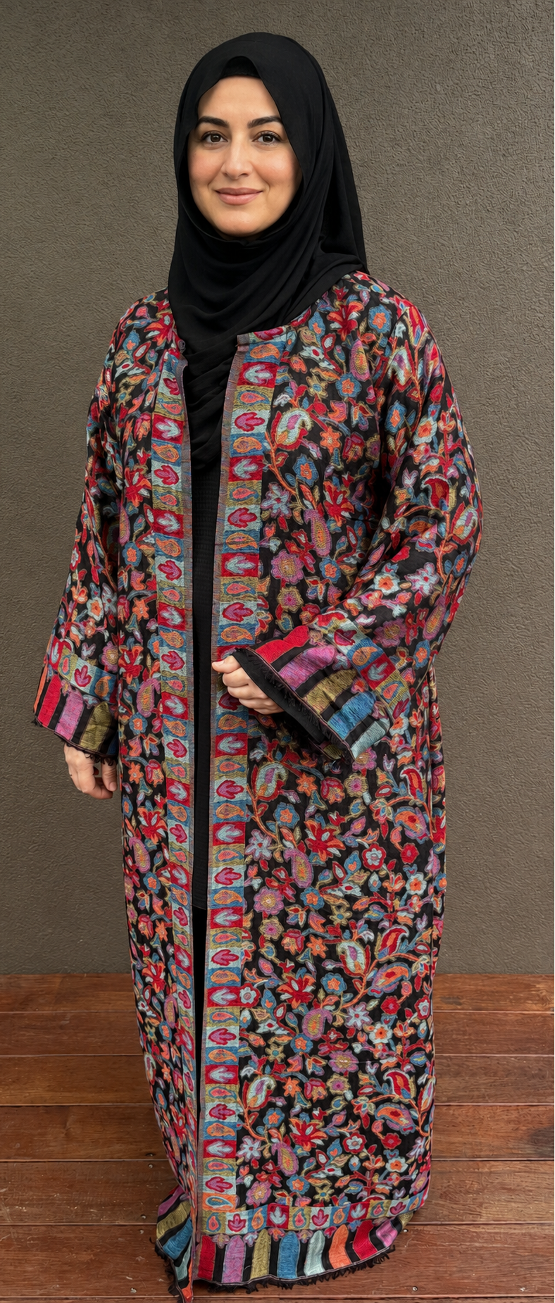 Crimson Garden Pashmina Open Abaya