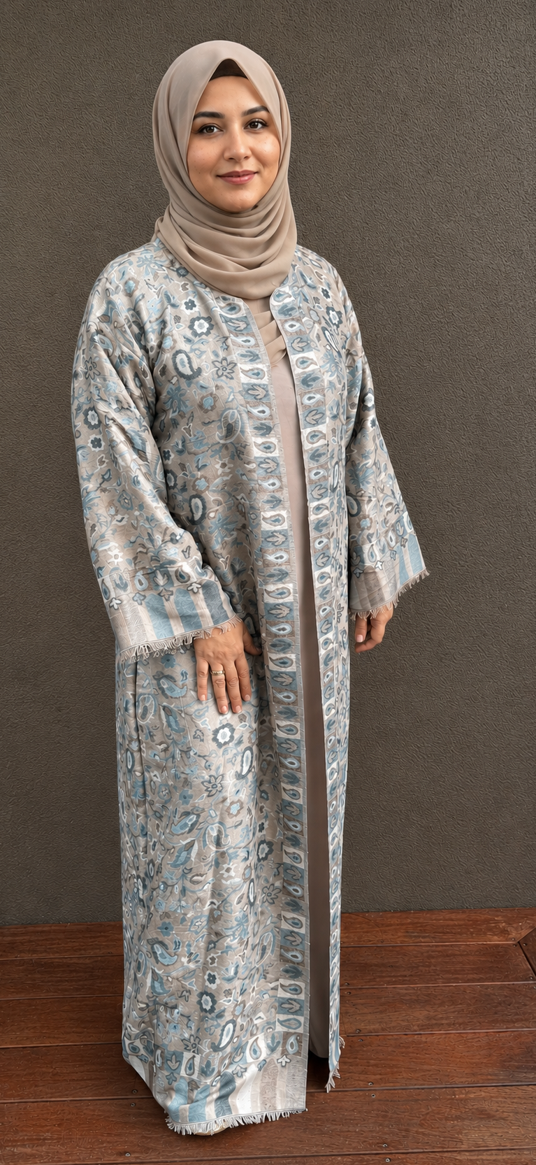 Winter Bloom Pashmina Open Abaya