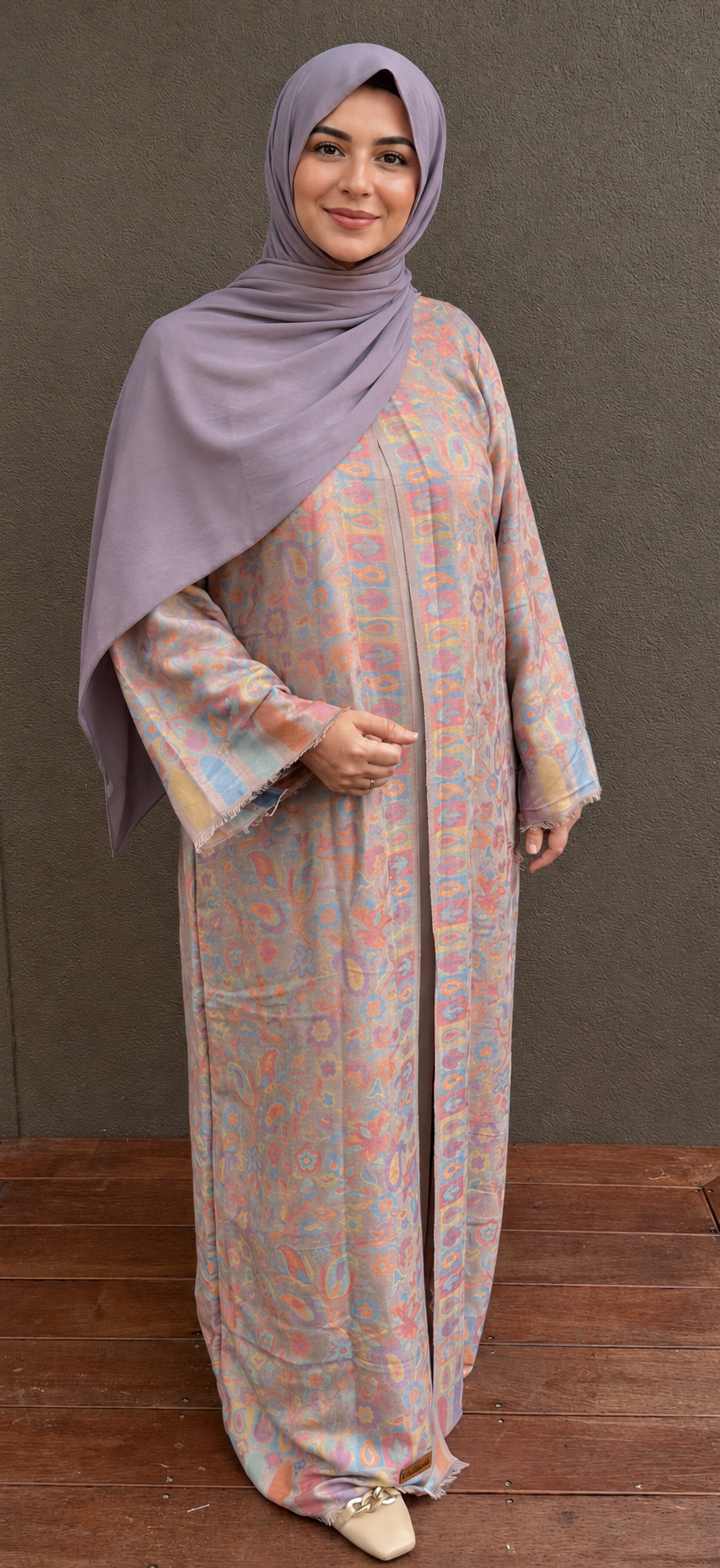 Lavender Bloom Pashmina Open Abaya