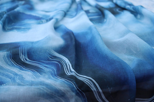 Ocean Blue Printed Modal Hijab