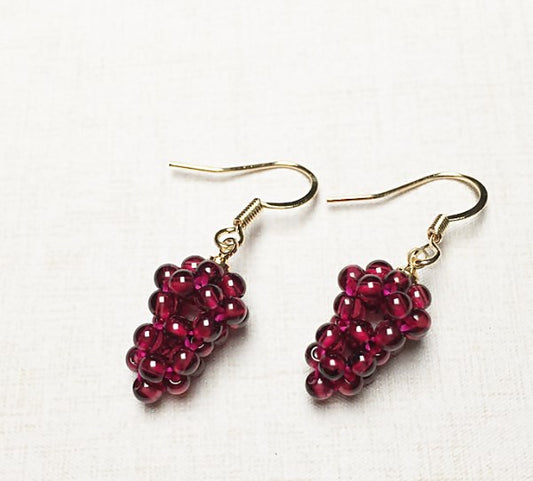 Handmade Grape Garnet Drop Earrings