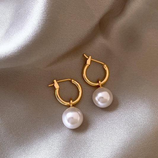 Single Pearl Hoop Earrings