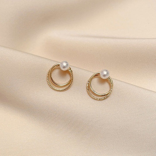 Round Pearl Stud Earrings