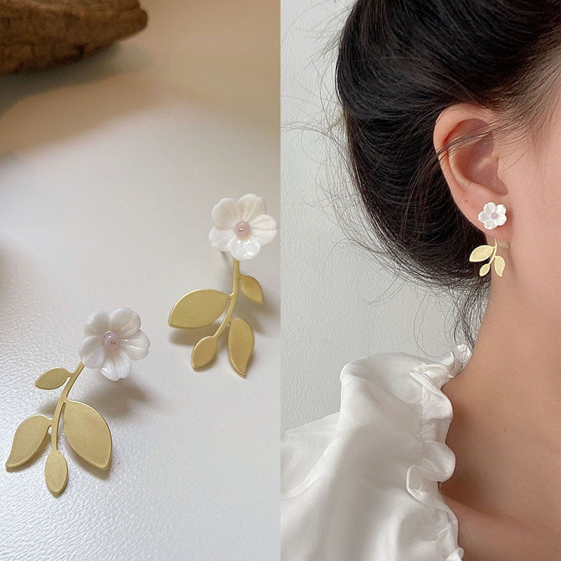 Leaf Flower Stud Earrings