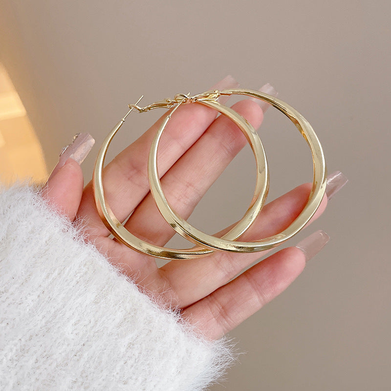 Silver Twisted Hoop Earrings