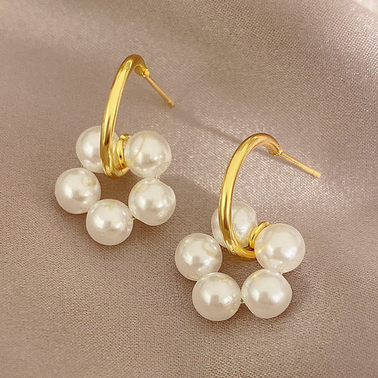 Pearl Flower Stud Earrings