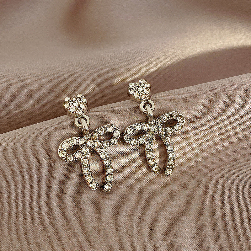 Sparkling Bow Drop Earrings