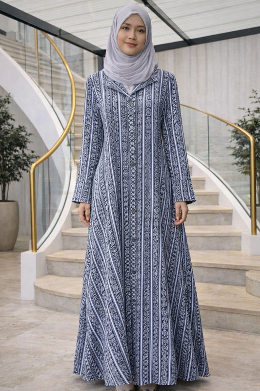 Floral Stripes Button Down Maxi Dress