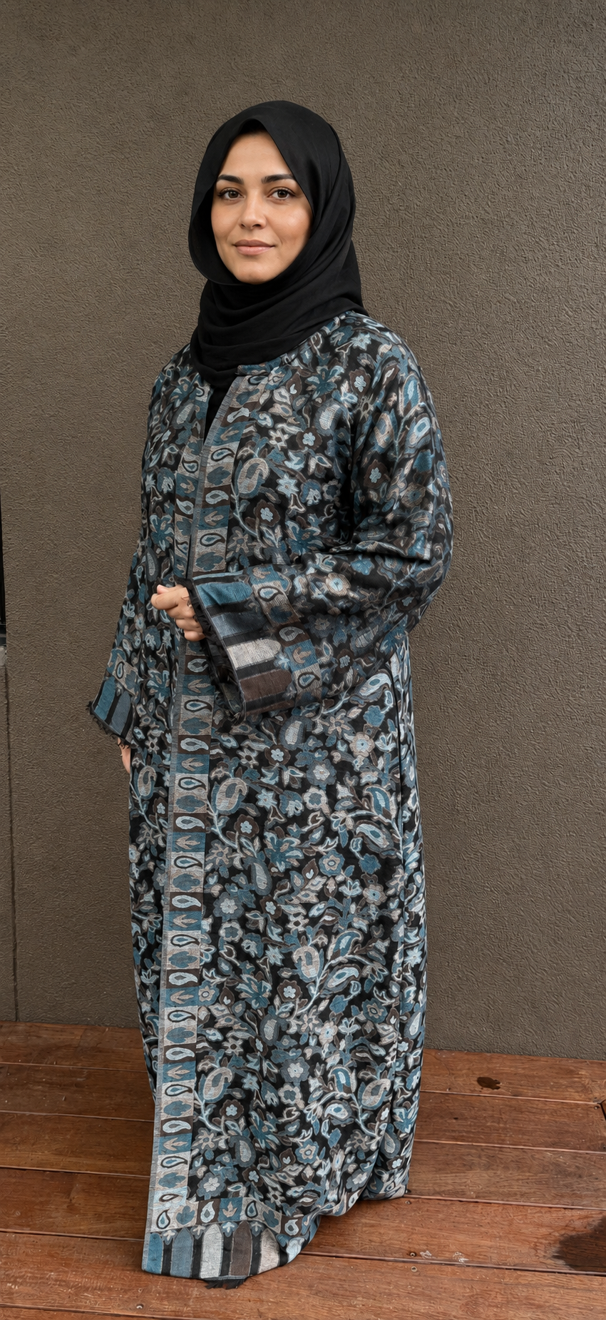Azure Bloom Pashmina Open Abaya