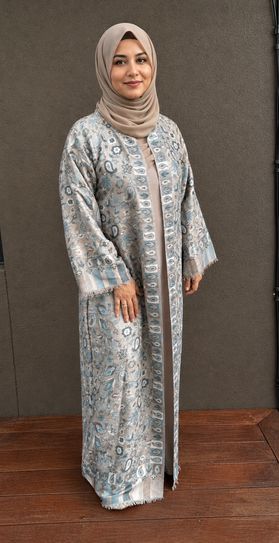 Winter Bloom Pashmina Open Abaya