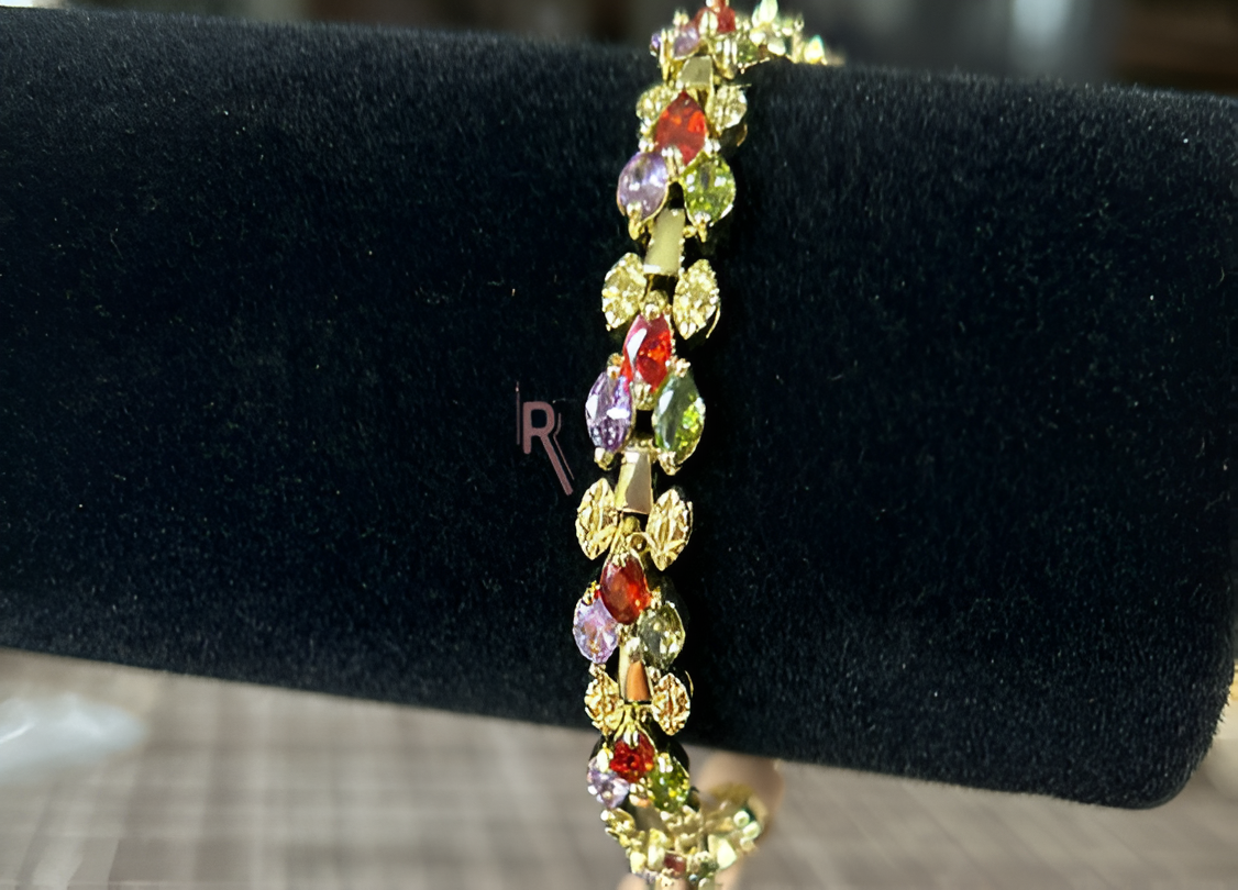 Multicolor Stone Bracelet with Gold Plating