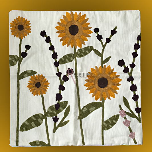 Embroidered Cushion Cover - Sun Flower (Set of 2)