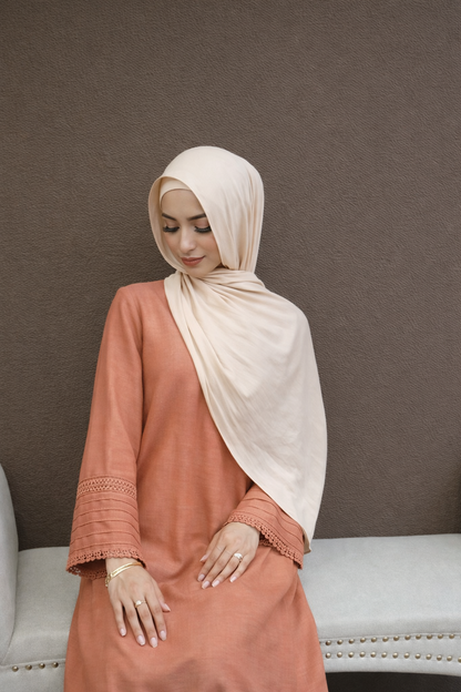 Serene Stitch Dress - Apricot