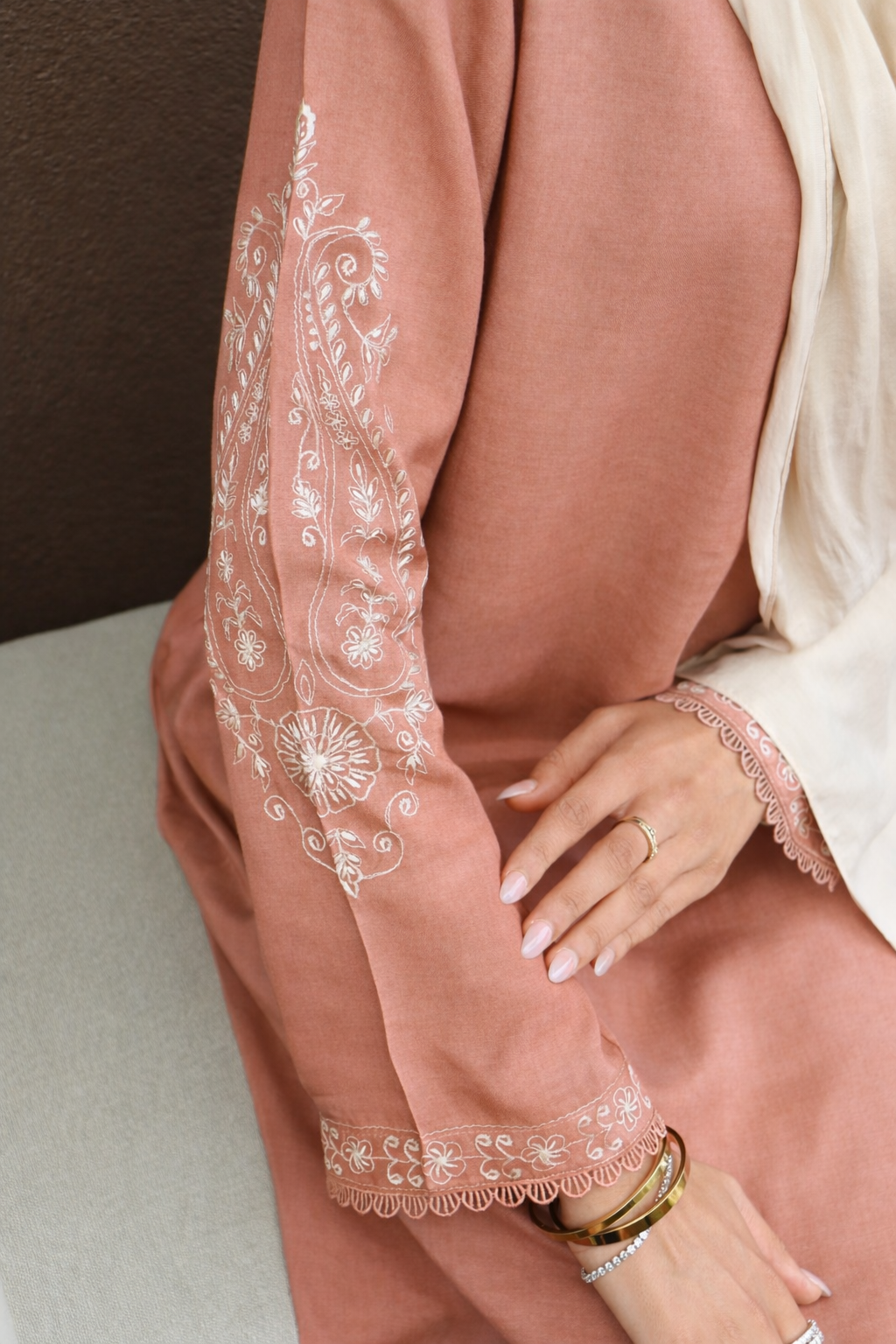Serene Thread Dress - Apricot