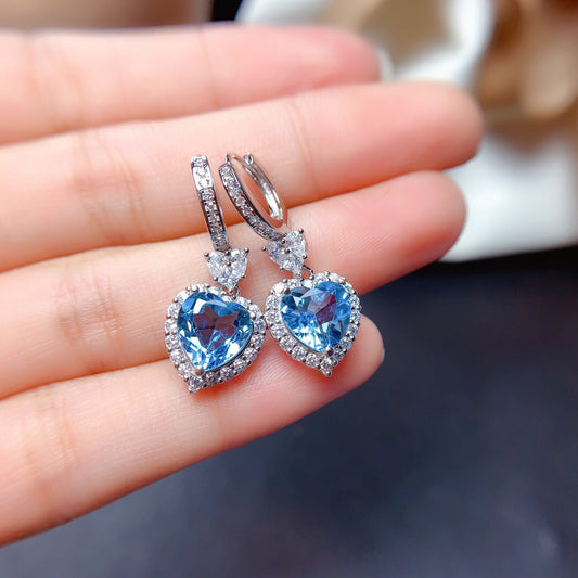 Blue Heart Drop Earrings