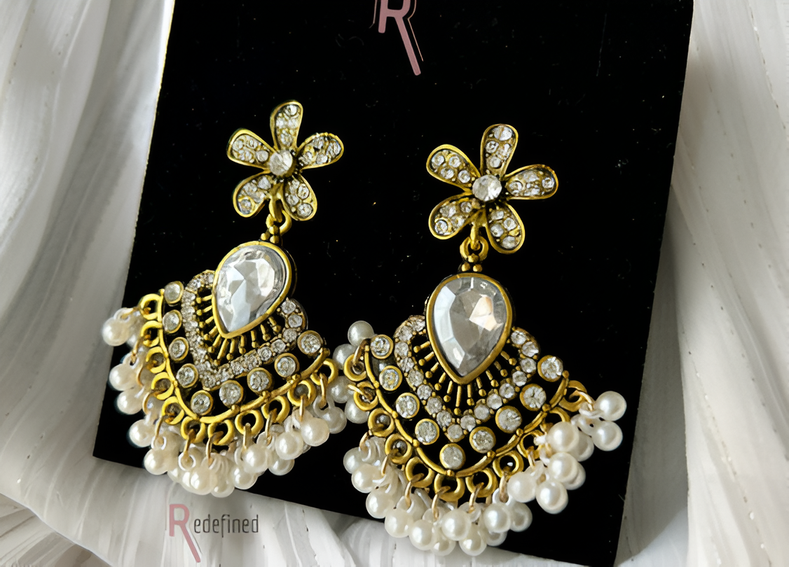 Traditional Chandelier Earrings - White