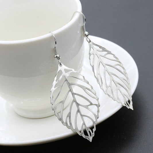 Silver Leaf Dangle Earrings