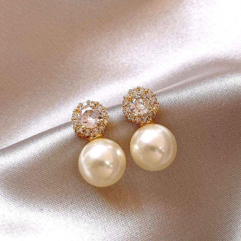 Pearl Crystal Drop Earrings