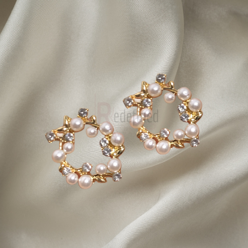 Pearl Rhinestone Garland Earrings