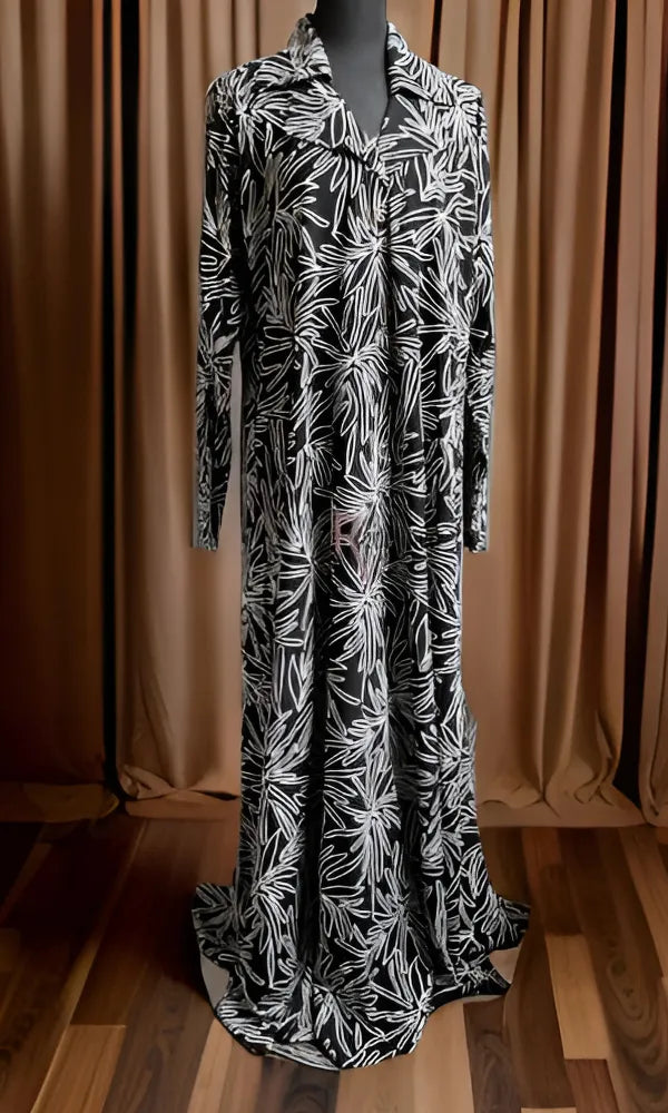 Floral Black Button Down Maxi Dress
