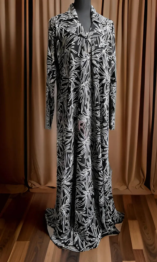 Floral Black Button Down Maxi Dress