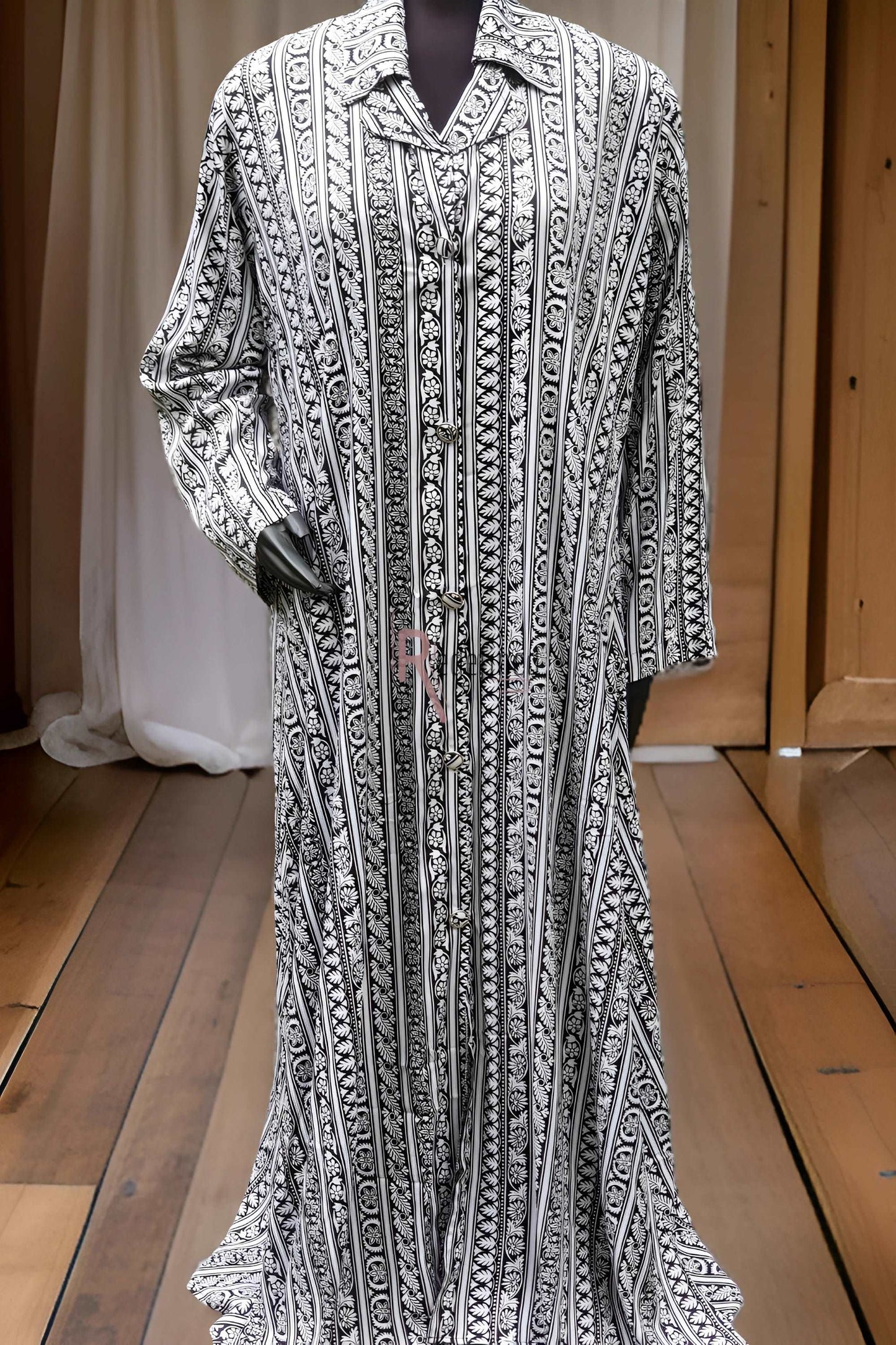 Floral Stripes Button Down Maxi Dress