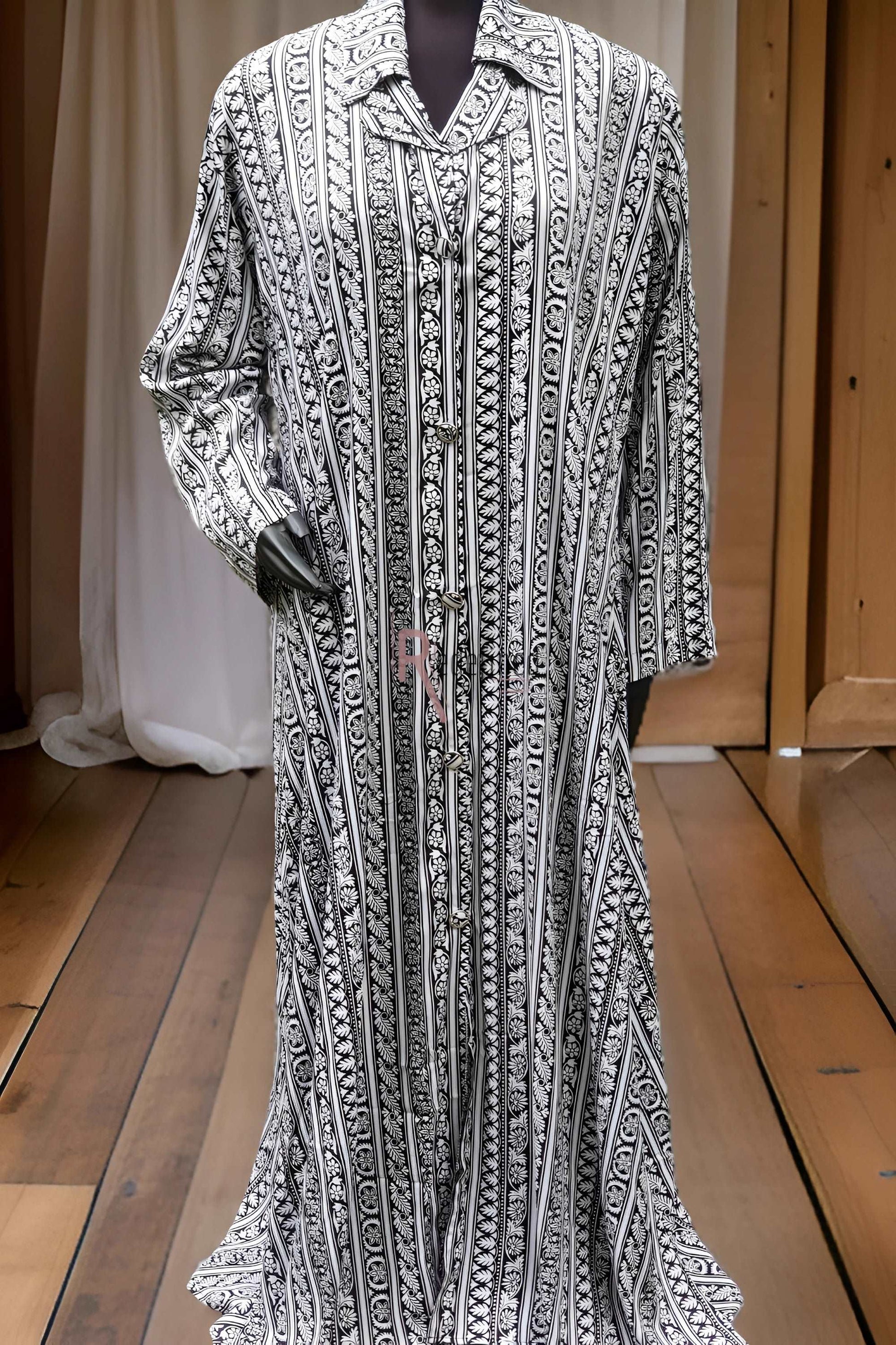 Floral Stripes Button Down Maxi Dress