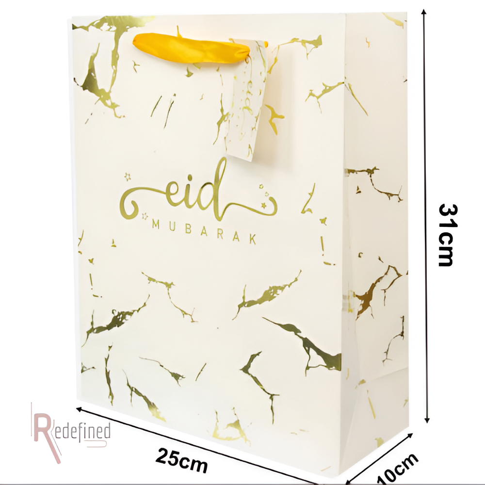 EID Mubarak Gift Bag - White Marble Theme