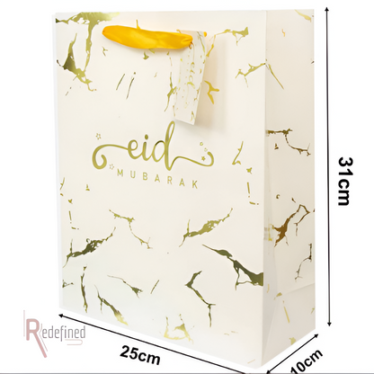 EID Mubarak Gift Bag - White Marble Theme