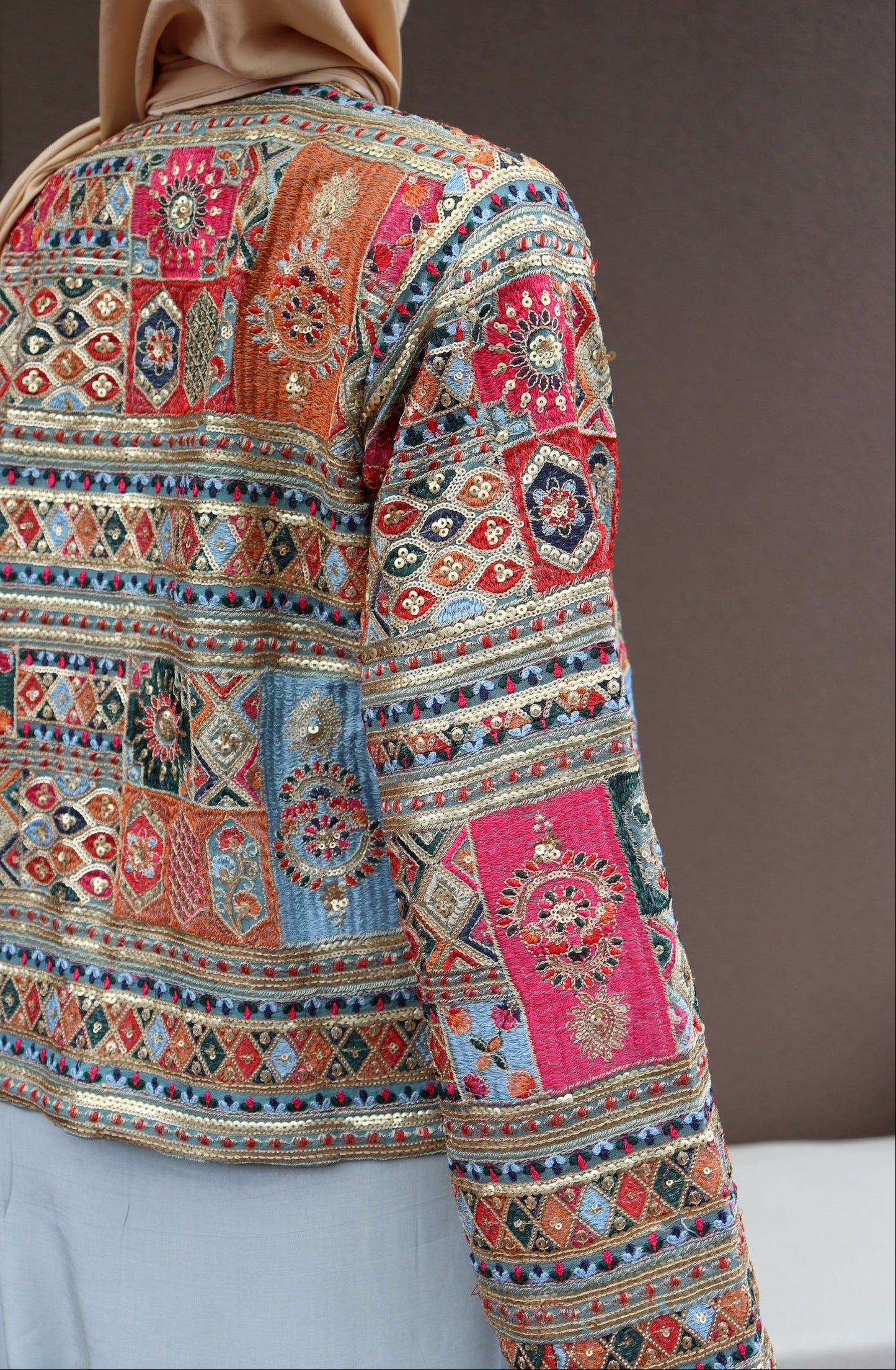 Nooré Embroidered Jacket - Aqua Marine