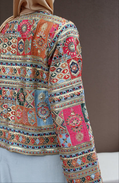 Nooré Embroidered Jacket - Aqua Marine