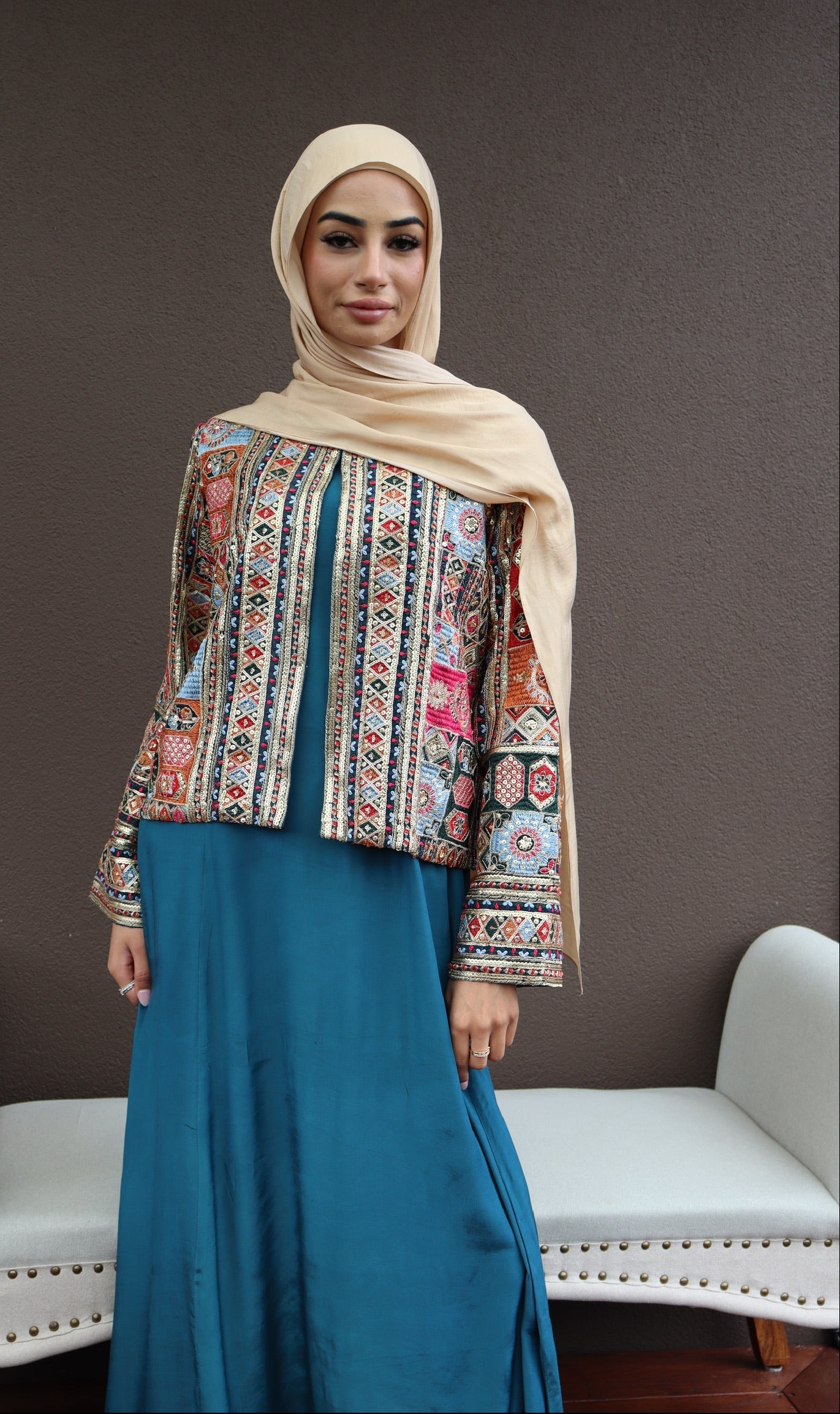 Nooré Embroidered Jacket - Ocean