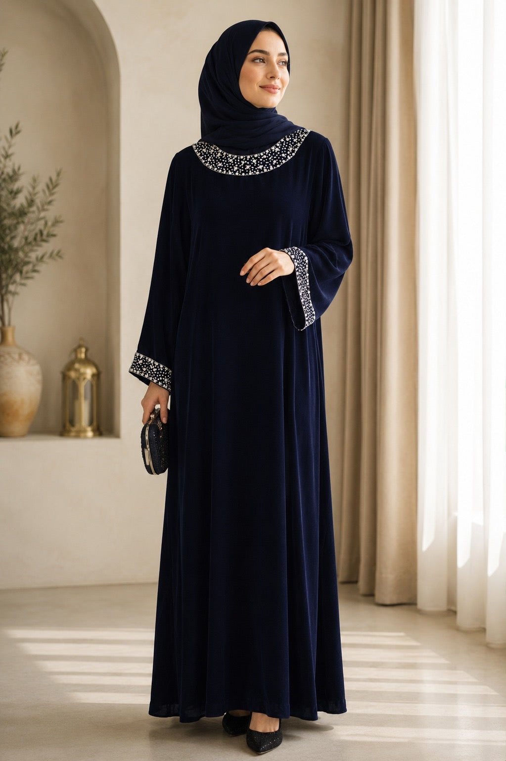 Noura Midnight Velvet Kaftan