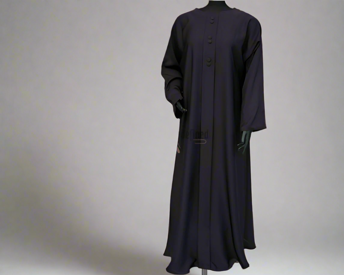 Purple Button Detail Abaya Dress