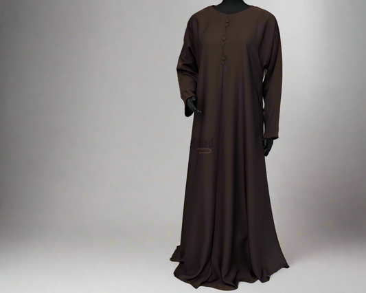 Brown Buttoned Grace Abaya Dress