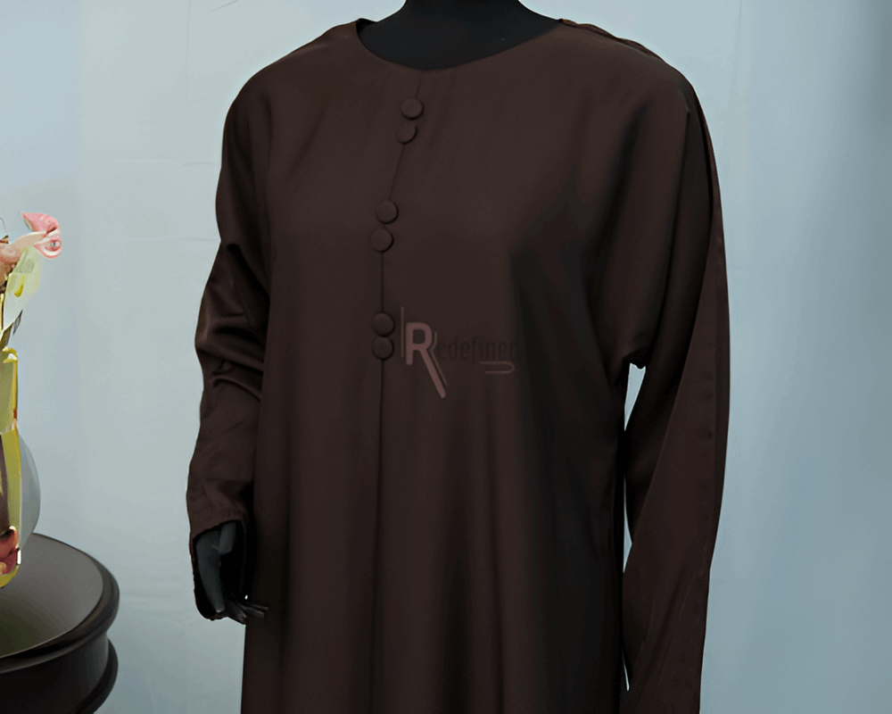 Brown Buttoned Grace Abaya Dress