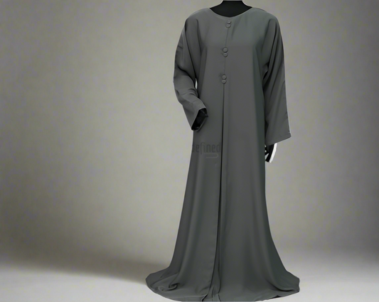 Dark Grey Buttoned Grace Abaya Dress