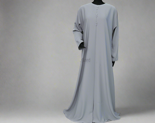 Light Grey Buttoned Grace Abaya Dress