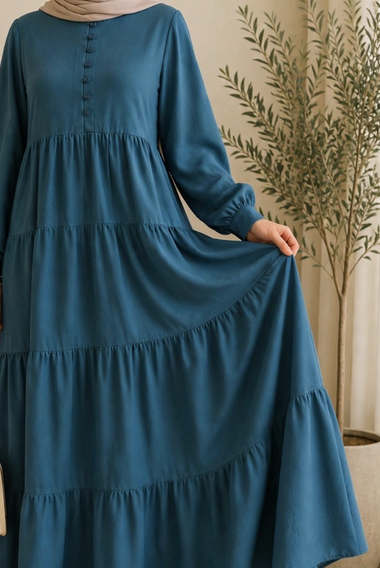 Safa Teal Tiered Maxi Dress