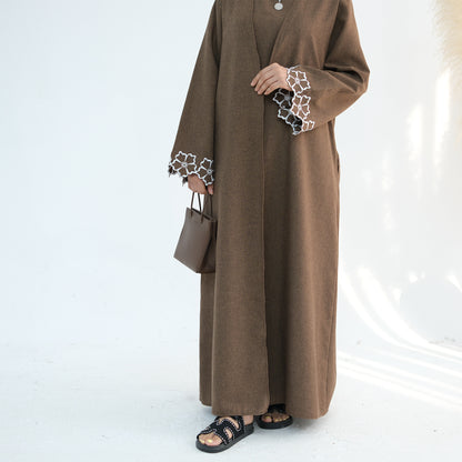 Cocoa Bloom Open Abaya