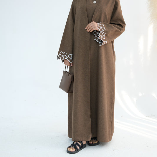 Cocoa Bloom Open Abaya