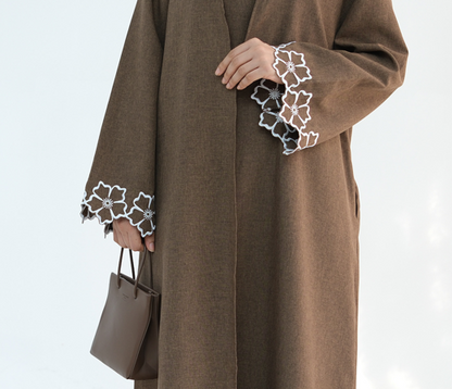 Cocoa Bloom Open Abaya