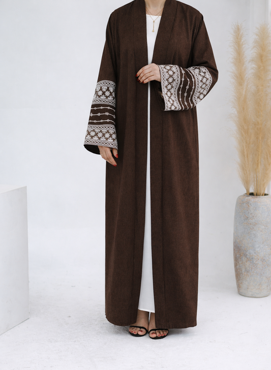 Cocoa Weave Open Abaya