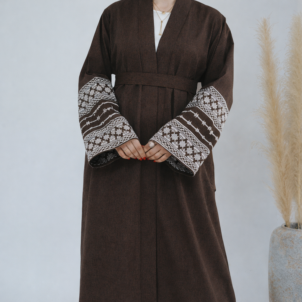 Cocoa Weave Open Abaya