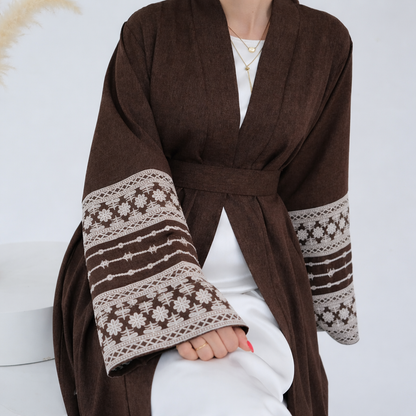 Cocoa Weave Open Abaya